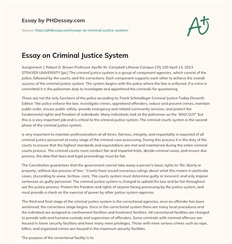 Essay on Criminal Justice System - PHDessay.com