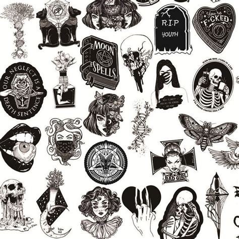 Goth Stickers Horror Gothic Cool Punk Graffiti Black White Decal For