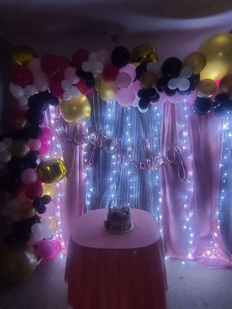 Twinkling Birthday Backdrop with Balloons and Lights