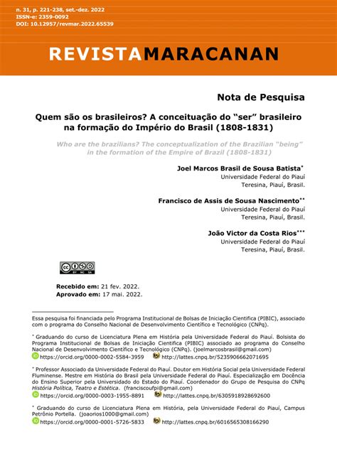 PDF Quem são os brasileiros A conceituação do ser brasileiro na