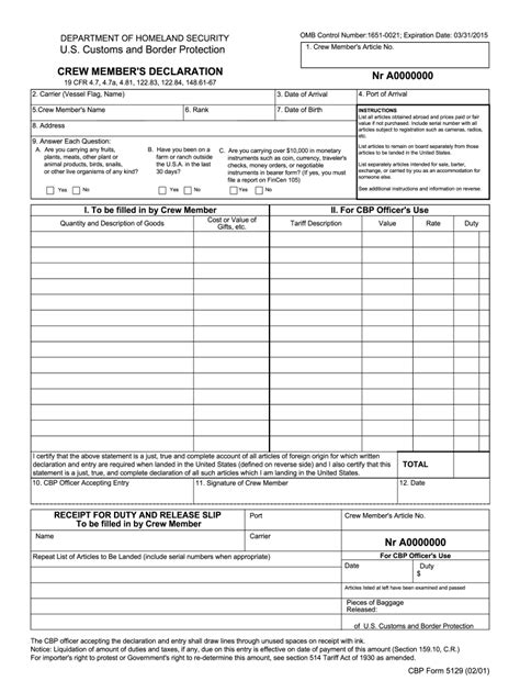 Cbp Declaration 6059b Sample 2001 2025 Form Fill Out And Sign