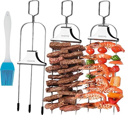 Amazon 3PCS Grilling Savant 3 Way Skewers 14 Inch Metal Skewers