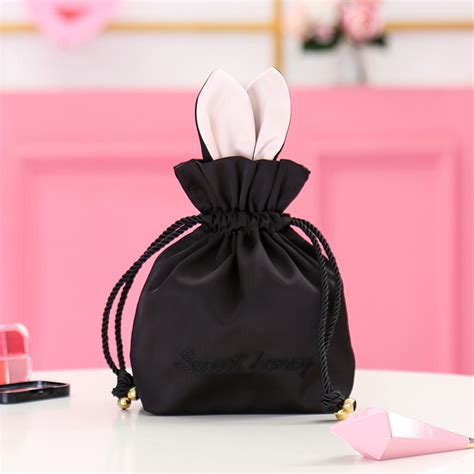 Platinum Expensive Rabbit Ears Cute Cosmetic Bag Small Portable Drawstring Cosmetic Bag Girl