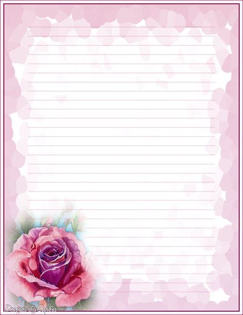 531 Rose Lined Paper Writing Paper Printable Stationery Printable