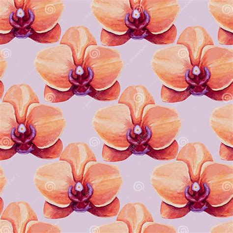 Watercolor Tropical Orchid Flower Seamless Pattern Stock Vector