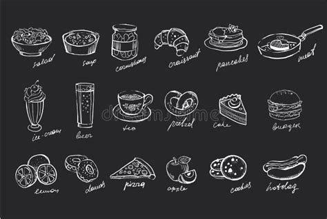 Fast Food Menu Chalkboard Poster Set Stock Illustrations 419 Fast