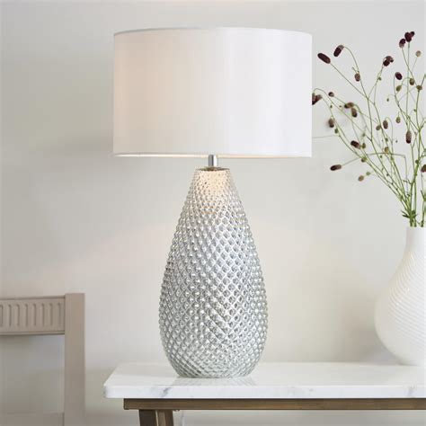 Livia Textured Silver Glass Table Lamp 77093 The Lighting Superstore