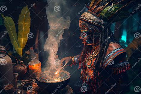 Ayahuasca Shaman Ecuador Old Ceremony Man Tribal Tribes Amazon People Magician In Ecuadorian