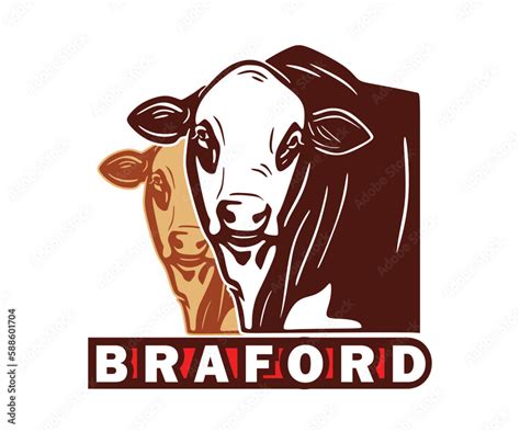 Braford Big Bull Face Logo Silhouette Of Cattle Head Vector