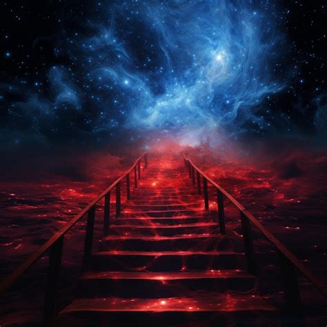 Premium Ai Image A Close Up Of A Stairway Leading To A Galaxy Like