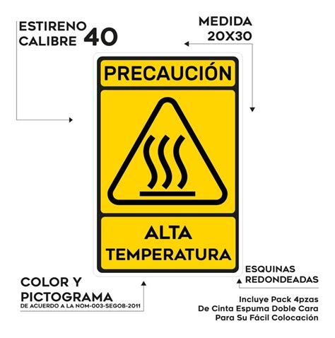 Señalamiento Precaucion Alta Temperatura 20x30 Meses sin intereses