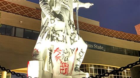 Christopher Columbus Statue Vandalized At Columbus State