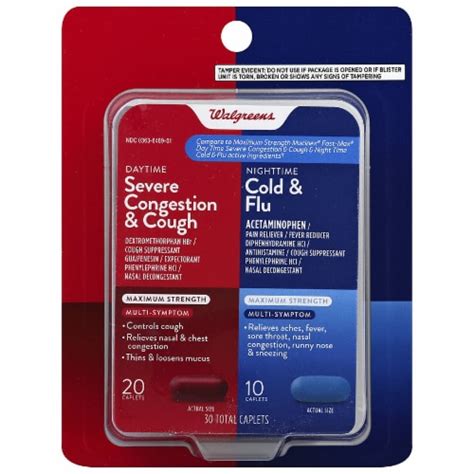 Walgreens Daytime Nightime Severe Congestion Cold Flu Caplets Pack