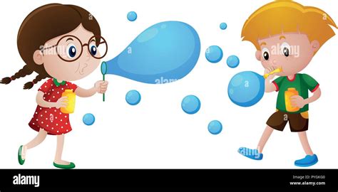 Boy blowing bubbles Stock Vector Images - Alamy