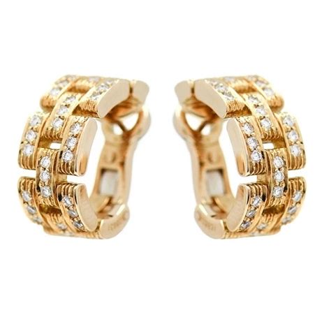 Cartier Maillon Panthere Diamond Earrings Yellow Gold Cartier