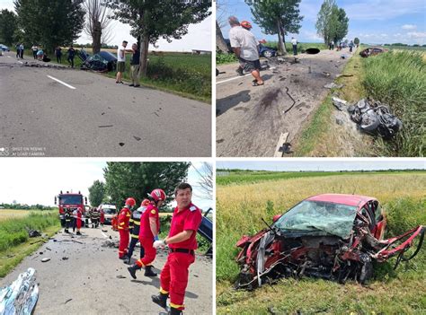 Imagini de la accidentul din Poienarii Burchii locul unde două