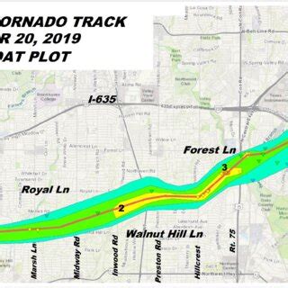 Track of the Dallas tornado with pertinent EF-scale ratings. Source: NWS | Download Scientific ...