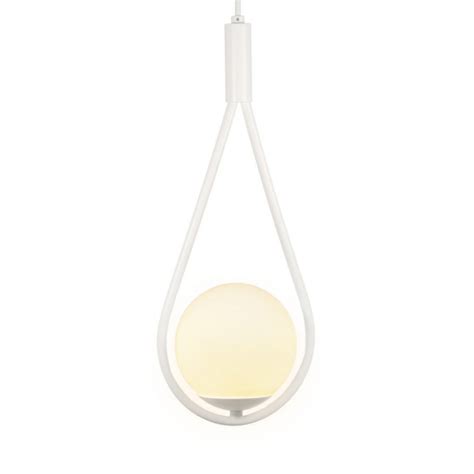 Pendente Gota Ø12x43cm Alumínio e Vidro Branco e Fosco Portofino