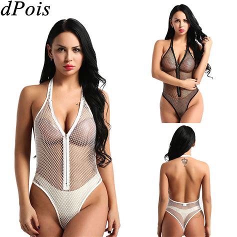 Sexy Zipper Bodysuit Thong Swimwear Women Lingerie One Piece