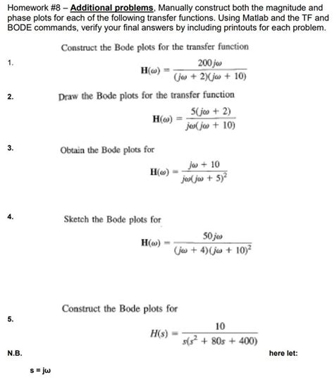 Solved Construct The Bode Plots For The Transfer Function