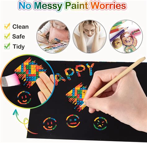 Mocoosy 60 Pcs Magic Scratch Art Paper For Kids Rainbow Scratch Off