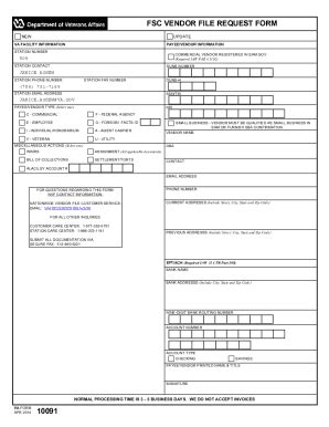 Fillable Online Fillable Form Va Fsc Vendor File Request Printable