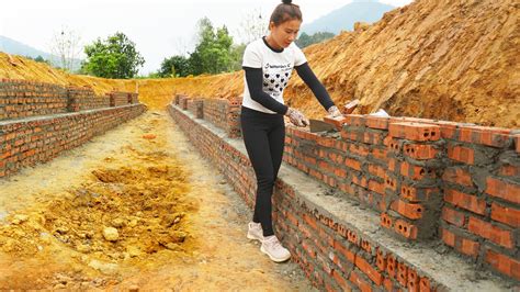 Building Pond Embankment With Lots Of Bricks Fish Pond Fish Farming