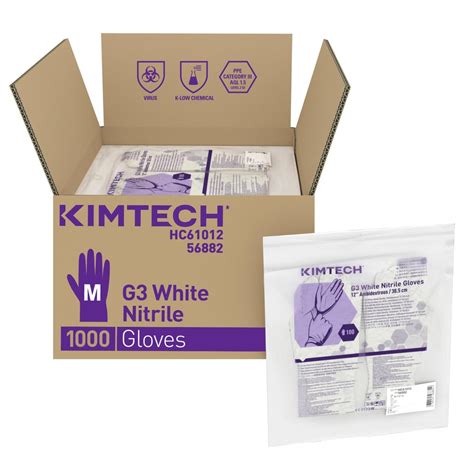 Kimtech G White Nitrile Ambidextrous Gloves Hc White M