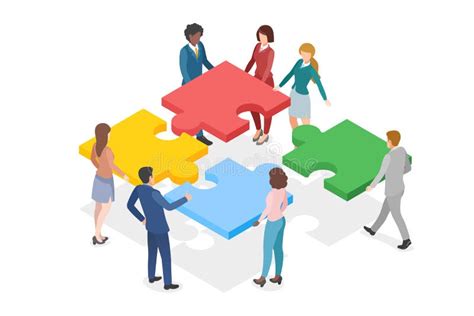 Isometric Teamwork Partnership Leadership Flat Design Vector