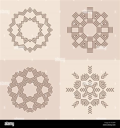 Abstract Symmetric Geometric Shapes Symbols For Your Design Vector