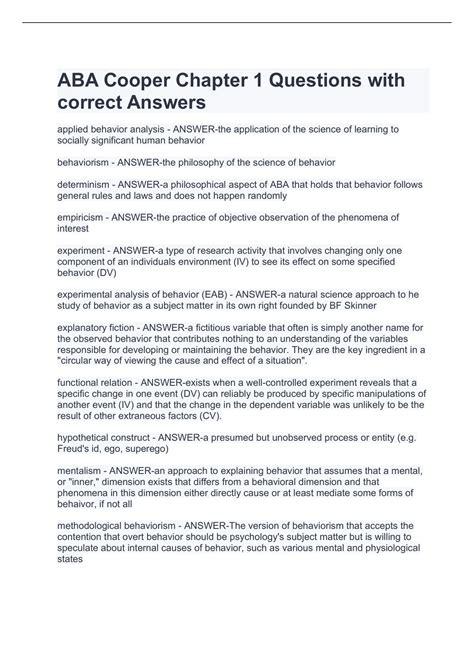 Aba Cooper Chapter 1 Questions With Correct Answers Aba Cooper