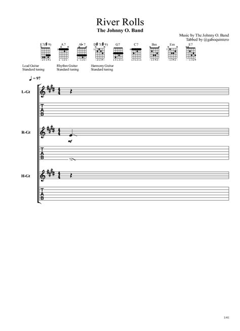 River Rolls Tab Chords The Johnny O Band PaidTabs