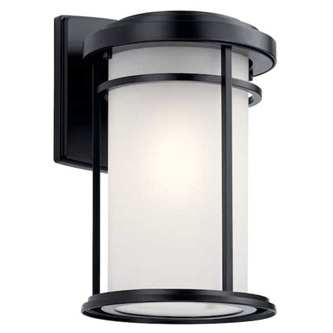 KICHLER Toman 1 Light Black Outdoor Hardwired Wall Lantern Sconce With