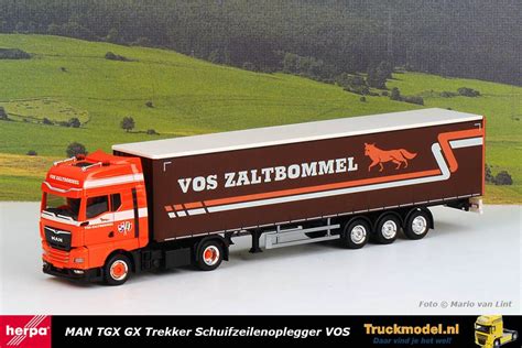 Herpa 315067 Vos Zaltbommel MAN TGX GX Schuifzeiltrailer Truckmodel Nl