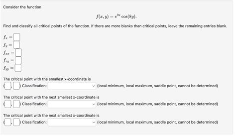 Solved Consider The Function F X Y E9xcos 8y Find And