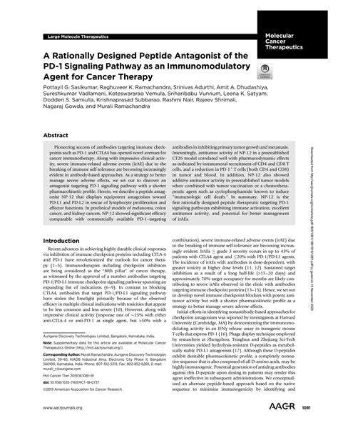 Solution A Rationally Designed Peptide Antagonist Of The Pd 1