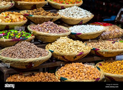 Market Stall Selling Nuts In The Small Village Of Imlil In The Atlas