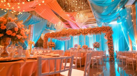 Premium Photo The Wedding Planner Arranged The Beautiful Decorations In The Banquet Hall