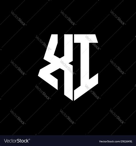 Xi Logo Monogram With Pentagon Shape Style Design Vector Image