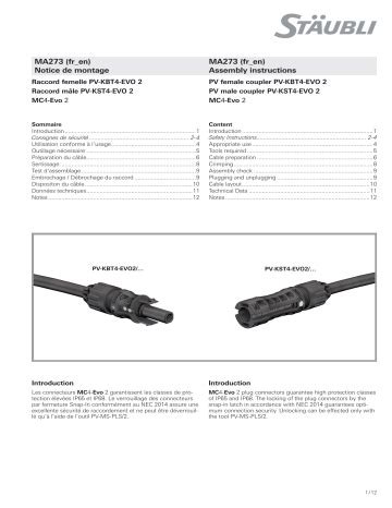 Staubli PV KBT4 EVO 2 Series Assembly Instructions Manual Manualzz