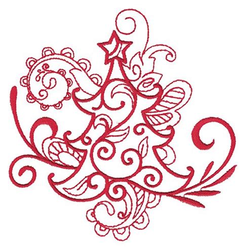 Swirly Christmas Redwork Machine Embroidery Designs By JuJu