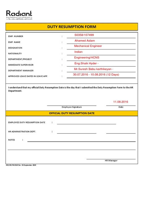 01h Duty Resumption Form Rev 01 Pdf