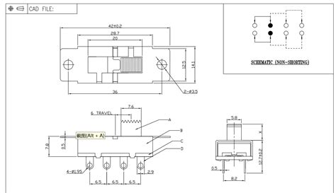 SS 23L03 DP3T Slide Switch Through Hole Solder Lug