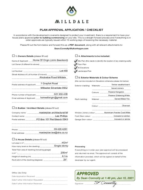 Fillable Online Plan Approval Application Checklist Fax Email Print