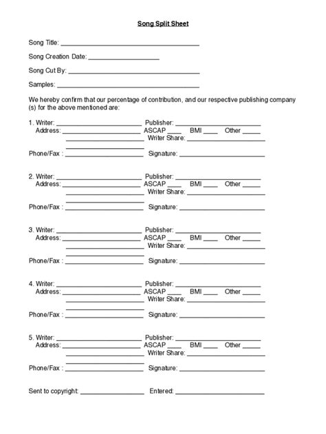 Split Sheet Fill And Sign Printable Template Online Us Legal Forms