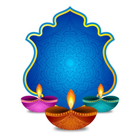 Happy Diwali Indian Festival Diya With Mandala Pattern Deepawali