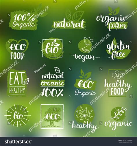 Vector Eco Organic Bio Logos Or Signs Vegan Royalty Free Stock