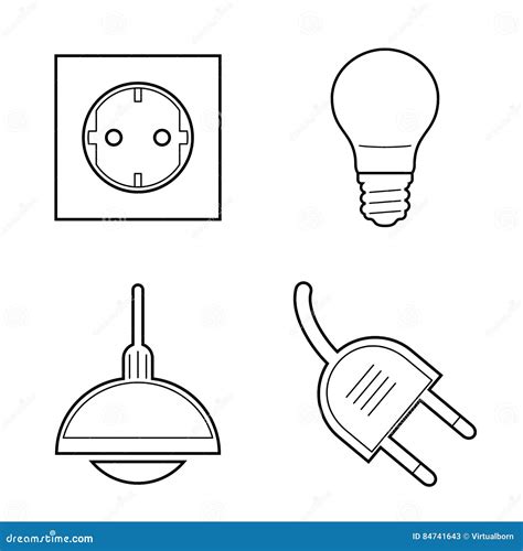 Line Art Electricity Icons Set Stock Vector - Illustration of ...