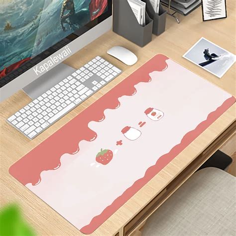 Mouse Pad PC Gamer Computer Keyboard Strawberry Milk Cute Pink Mouse