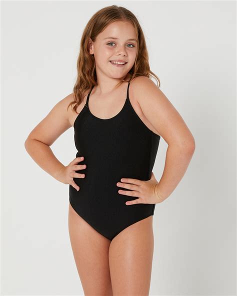 Swell Girls Essential One Piece Swimsuit Teens Black Surfstitch